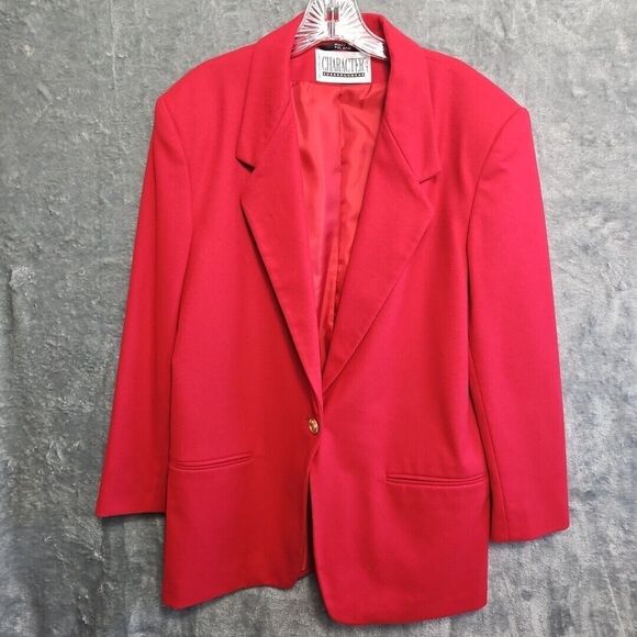VTG CHARACTER SUBURBAN WOMENS 12 WOOL BLAZER/JACKET SINGLE GOLD BUTTON Poland - Picture 1 of 15